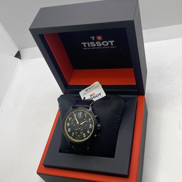 Tissot Mens Chronograph Black Tan Fashion Watch Gift For Man W Box New Battery main image 5